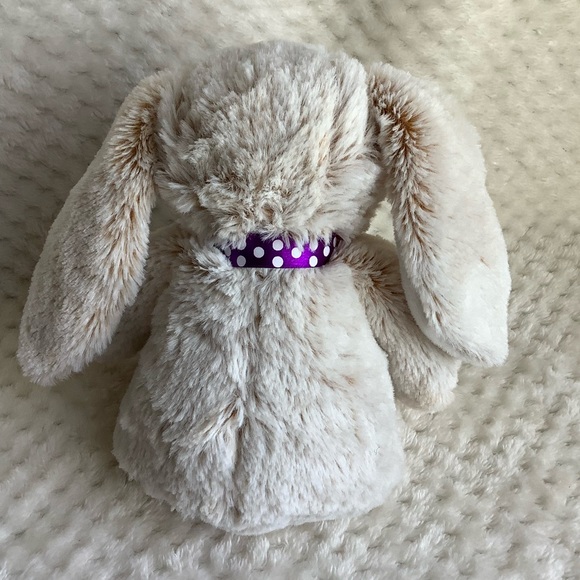 PURDYS Chocolatier Soft Plush Bunny Rabbit Stuffed Animal w Purple Polka Dot Bow - Picture 3 of 10